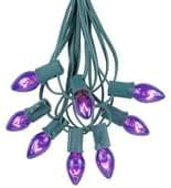 Novelty Lights C7 Purple Christmas Lights Set - Indoor/Outdoor Christmas Light String Hanging Christmas Lights - Outdoor Patio String Lights - Green Wire - 25 Foot
