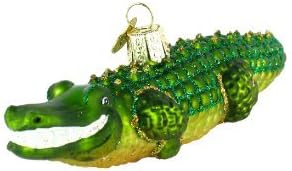 Old World Christmas Alligator Glass Blown Ornament for Christmas Tree, Handcrafted Holiday Decoration, Wildlife Animal Collection