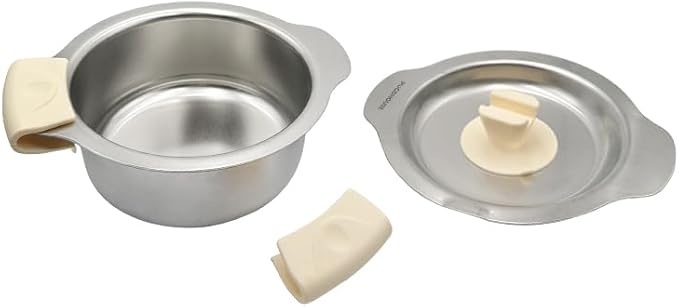 6-Piece Food-Grade 304 Stainless Steel Kitchenware Set (with Scratch-Resistant Finish), Heat-Resistant - Comes With Free Heat-Resistant Silicone Gloves And Lid Knobs, Suitable For Frying, Boiling