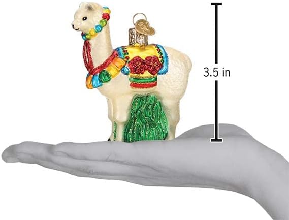 Old World Christmas Festive Alpaca Glass Blown Ornament for Christmas Tree, Handcrafted Holiday Decoration, Fiesta Collection