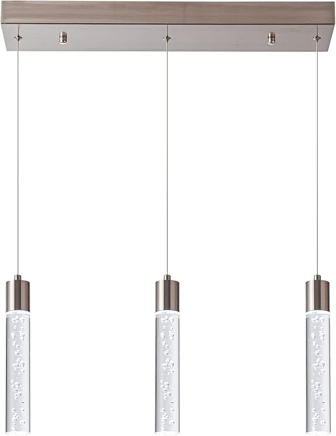 Modern Pendant Light with Adjustable Height - Brushed Nickel & Cylinder Island Lights, 3000-6000K Dimmable Kitchen Pendant Lighting for Kitchen Island, Dining Room, Bar Counter