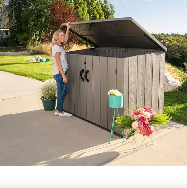 Outdoor Horizontal Storage Shed, 561 Gallons, 75.2 x 52 x 42.5 inches, Light Brown