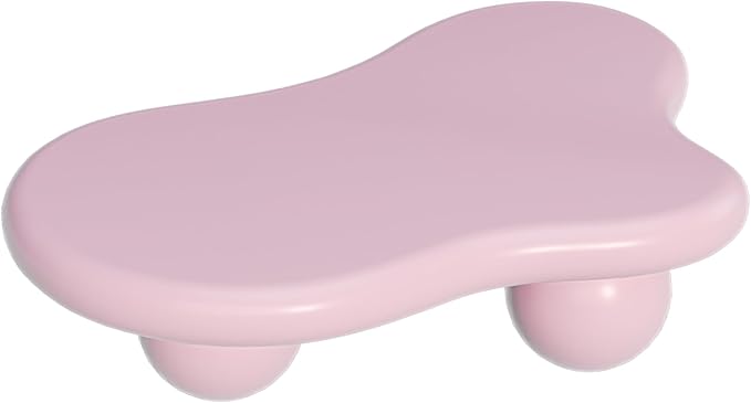 47.2" Cloud Coffee Table with 3 Ball Legs, Modern Lrregular Center Table for Living Room, Low Cute Small MDF Tea Table for Bedroom, Space Apartment-Pink