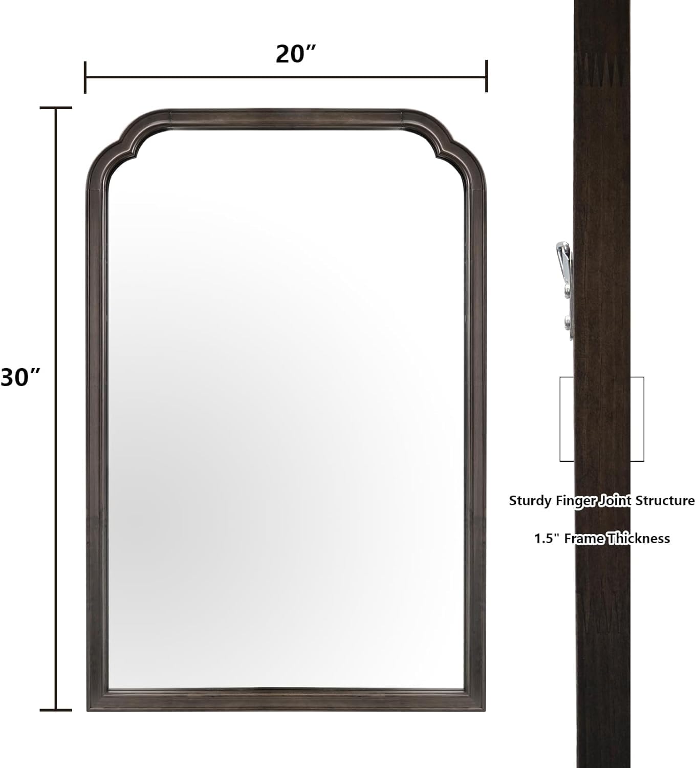 WallBeyond Wood Bathroom Mirrors for Wall Mounted, 20" x 30" Rustic Wood Frame Wall Mirrors Decorative for Living Room or Bedroom Vanity Mirror (Black)