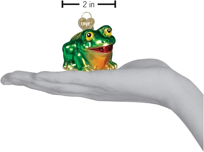 Old World Christmas Hop-Along Frog Glass Blown Ornament for Christmas Tree, Handcrafted Holiday Decoration, Wildlife Animal Collection