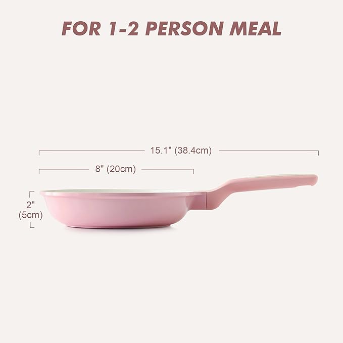 SENSARTE Nonstick Ceramic Frying Pan 8-Inch, Healthy Non Toxic Skillet, Induction Compatible Omelet Pan with Heat Resistant Handle, PFAS-Free, Sakura Pink