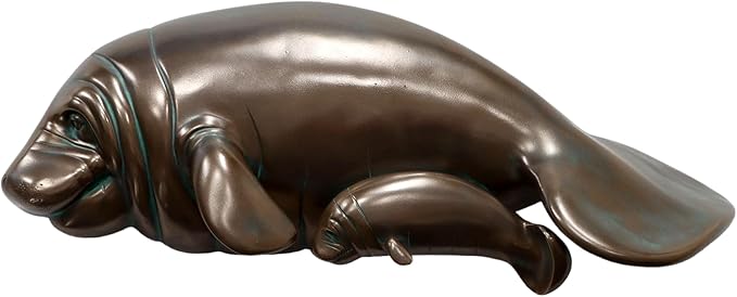 Manatees Wall Sculpture Home Garden Decor Accent (Verde Bronze)