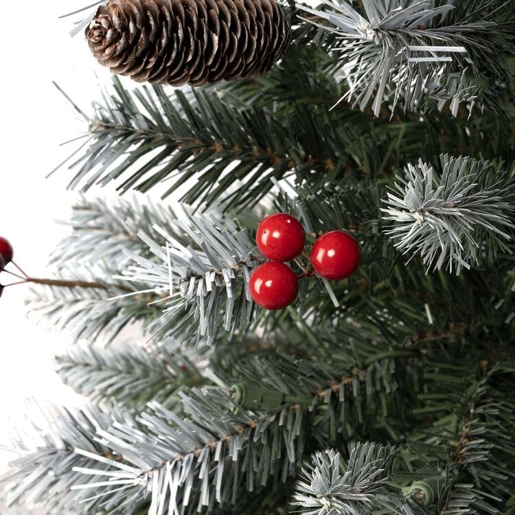 Naomi Home 4.5ft Snow Flocked Spruce Christmas Tree with 200 Warm Lights and Metal Stand
