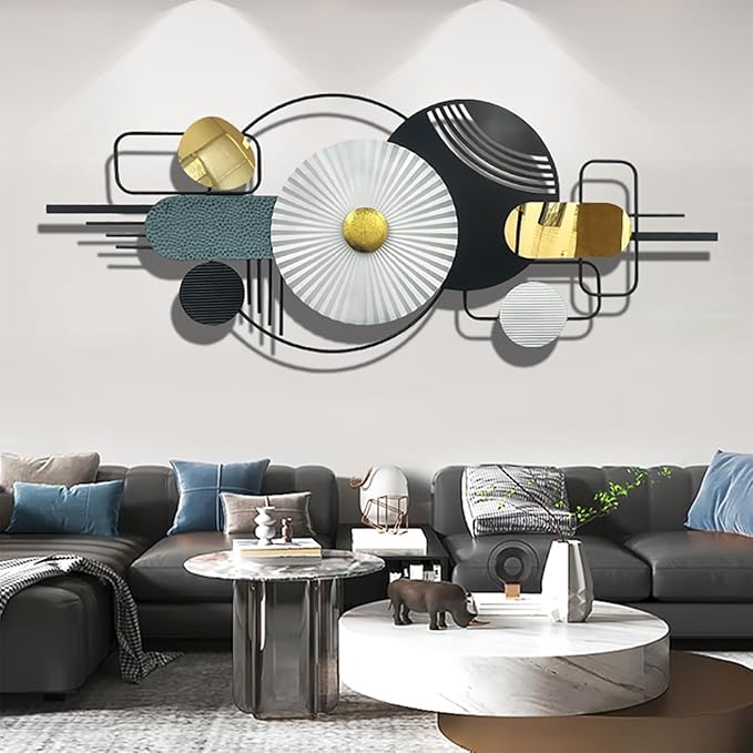 Ironelle Large Metal Wall Art Decor Modern Minimalist Wall Decor Black White Abstract Wall Art for Living Room Bedroom Office Dining Room Bathroom Kitchen Hallway Hanging Wall Sculptures