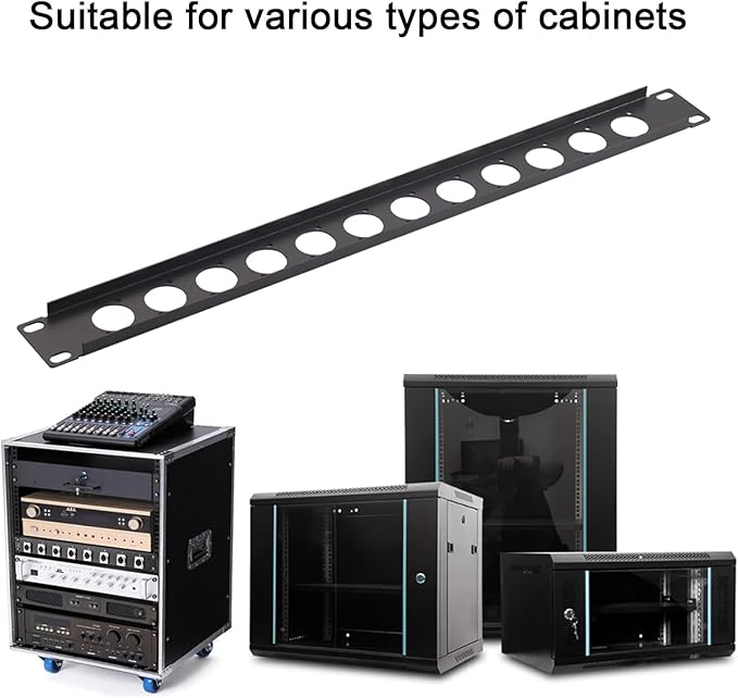 Harrisen 2PCS Hinged Rack Panel,1U12D XLR HDMI Audio Rack Mount Panel for 19 inches Audio Enclosure Server Computer Equipment Studio