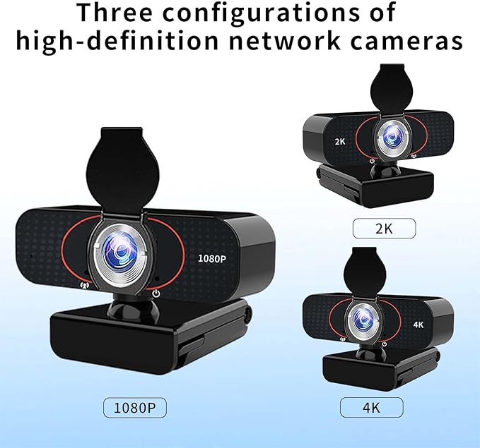 2K Webcam for Computer/Laptop/Desktop/PC, Camera with Microphone, USB Plug&Play, Auto Low Light Correction, Privacy Cover, Tripod, Wide Angle for Meeting/Online Video/Zoom