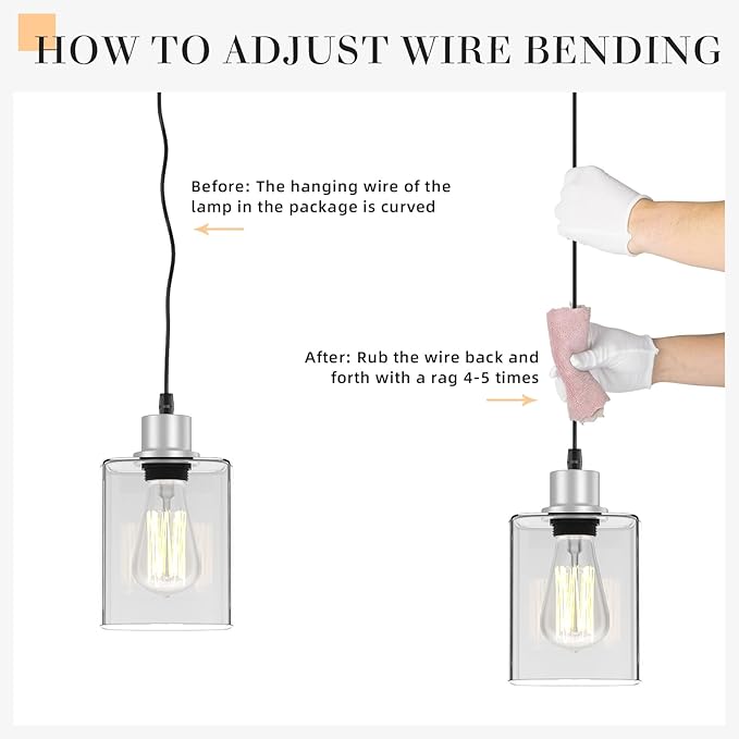 Pendant Light Kitchen Island Lighting 2 Pcs, with Bulb & Clear Glass Shade - 59 Inch Hanging Cord Farmhouse Hanging Lighting Fixture for Dining Room Bedroom Hallway - Brushed Nickel