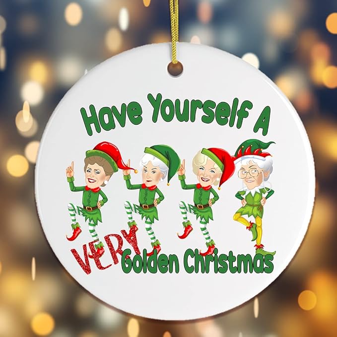 Pop Culture, Movie, and Music Themed Trendy Christmas Ornaments - Have Yourself a Very Golden Christmas Ornament (Circle)