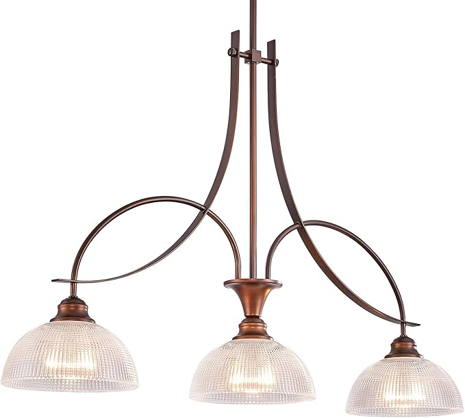 3-Light Oil Rubbed Bronze Pendant Light for Kitchen Island Farmhouse Dining Room Chandelier Over Table Adjustable Hanging Light Fixtures with Crystal Glass for Living Room Hallway Entryway