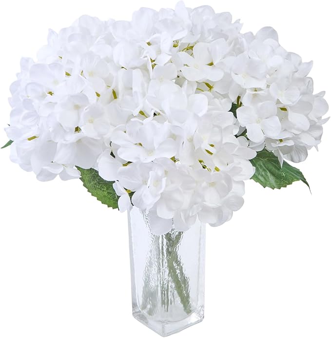 Artificial Flower Hydrangea Fake Hydrangea, Used in The Center of The Family Bathroom Desk Shelf or Wedding Bouquet Decoration, Contains 6 White Branches