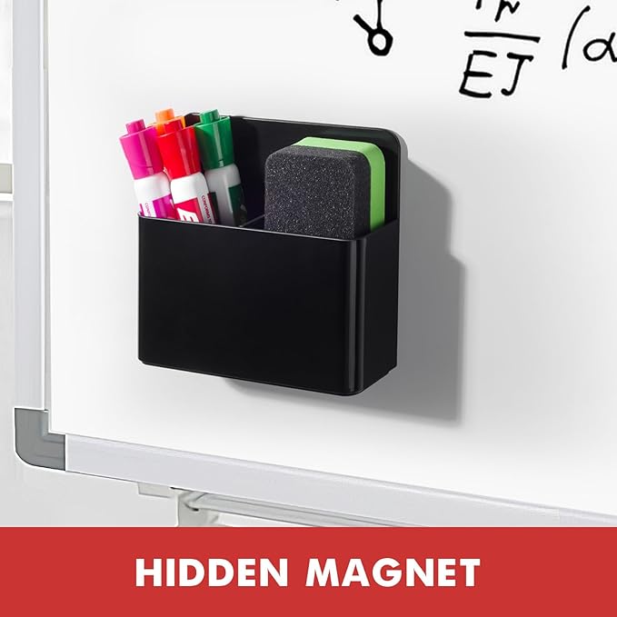 BEYGORM 2 Pack Plastics Magnetic Pen Holder for Refrigerator, Dry Erase Marker Holder for Whiteboard,Magnet School Locker Organizer Accessories, Pencil Cup, Pen Caddy, Classroom Organization(Black)