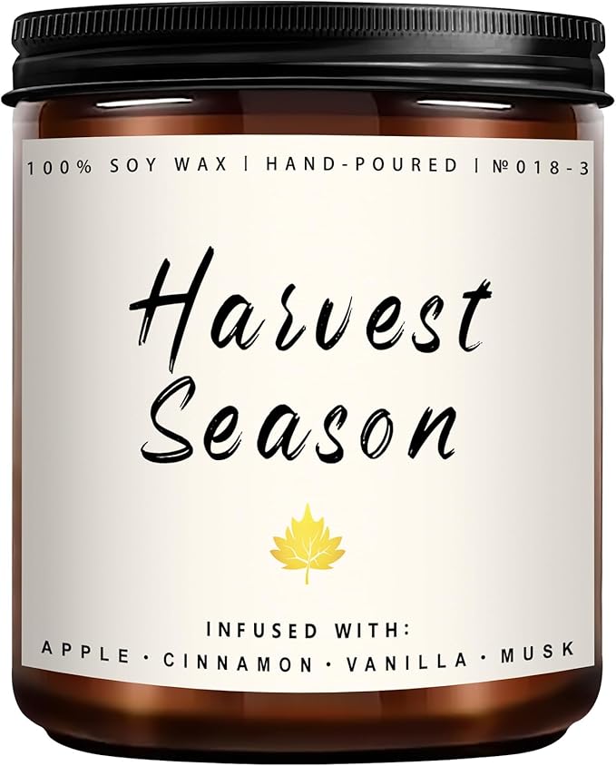 Fall Candle - Harvest Season Scented Candle, Fall Soy Candles for Home Decor, 7 oz Natural Soy Wax โ Long-Lasting Autumn Candles, Aromatherapy Gift for Women & Thanksgiving, 7oz
