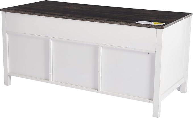 Lift Top Coffee Table with Sliding Barn Door 47.64" W Rustic Storage Coffee Tables, Wood Rectangle Center Table with Hidden Storage Compartment for Home, Office, White and Black