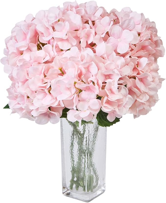 Artificial Flower Hydrangea Fake Hydrangea, Used in The Center of The Family Bathroom Desk Shelf or Wedding Bouquet Decoration, Contains 6 Pink Branches