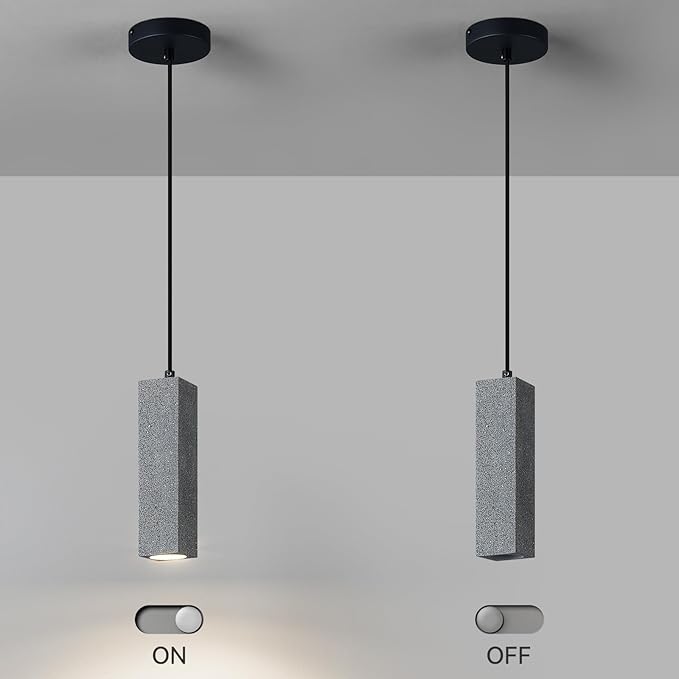 Modern Black Square LED Concrete Pendant Light Kitchen Islandceiling Light Fixture Pendant Lighting for Dining Room Coffee Club Resturant Bar Living Room(3-Pack)