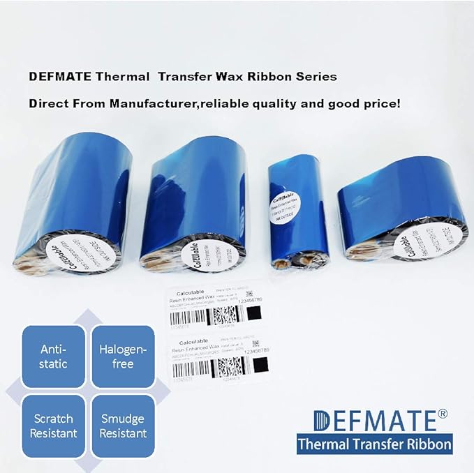 Resin Enhanced Wax 4.33" x984' (110mm X 300m) 1" Core 1" Vice Core Ultra Durable Thermal Transfer Wax Ribbon for Zebra Desktop Printer S4M Z4M 105SE 105S 105SL 105SLPlus 160S S500 S600.etc