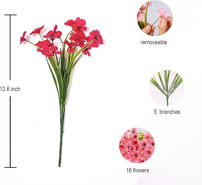 18 Packs Artificial Flowers for Outdoors,No Fade UV Resistant Fake Faux Plastic Flowers Plants That Look Real for Spring Summer Fall Gardens Porch Patio