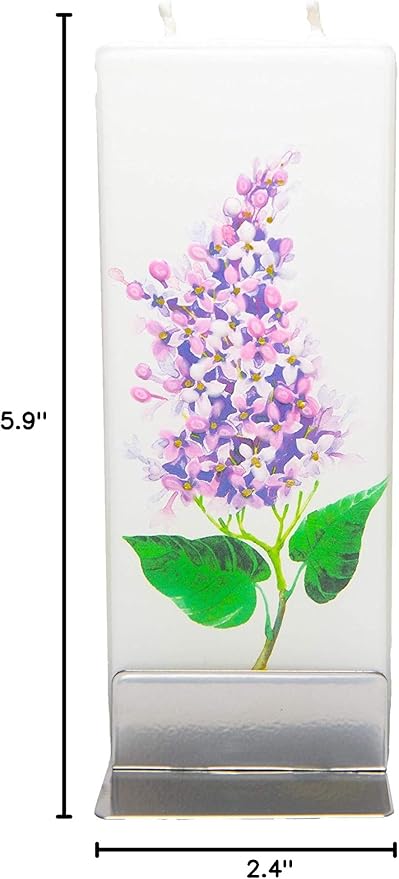 Flatyz Handmade Candle Gift Set With Steel Base - Flower Mothers Day Gift - Spring Design Lilac Candle for Women - Unique Cute Aesthetic