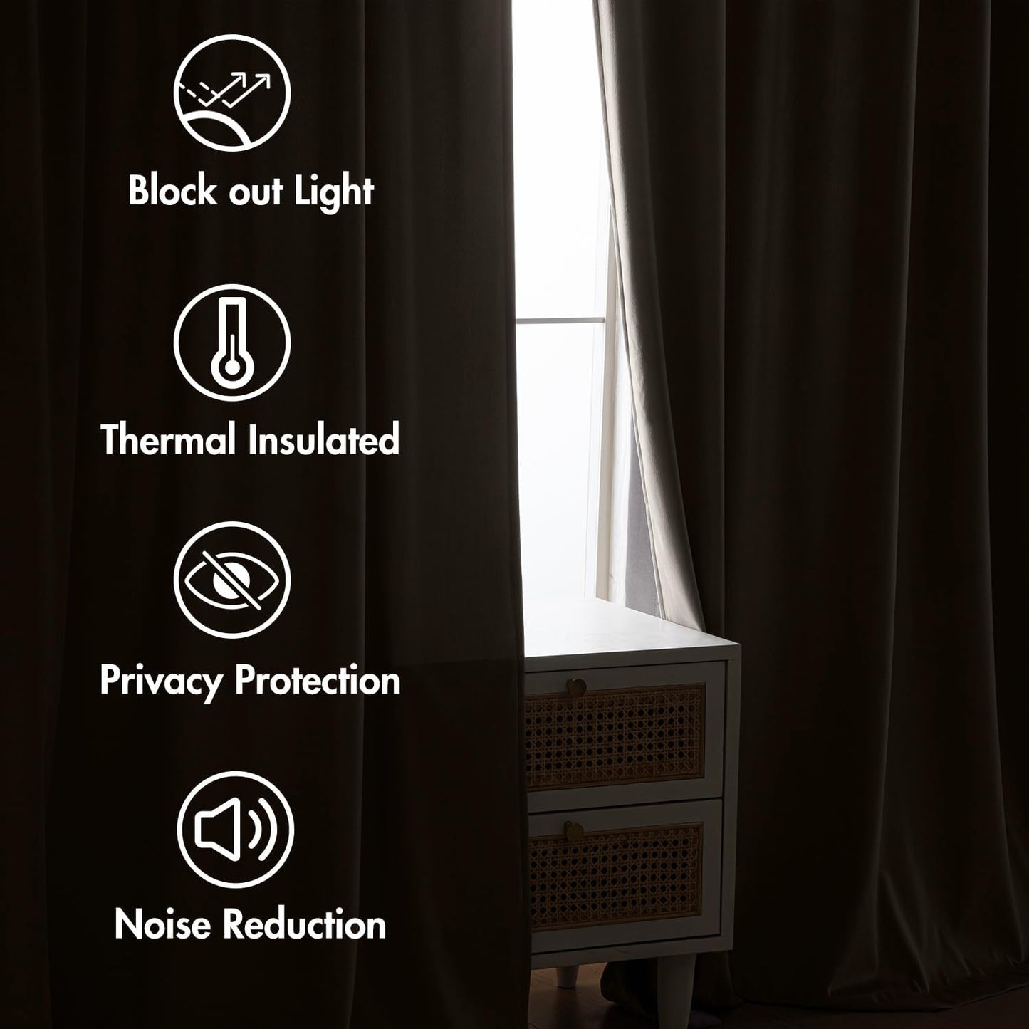 MIULEE Taupe Velvet Curtains 96 inches 2 Panels - Luxury Room Darkening Window Drapes for Bedroom Living Room Thermal Insulated Super Soft Blackout, Back Tab Rod Pocket Pinch Pleated, W52 x L96