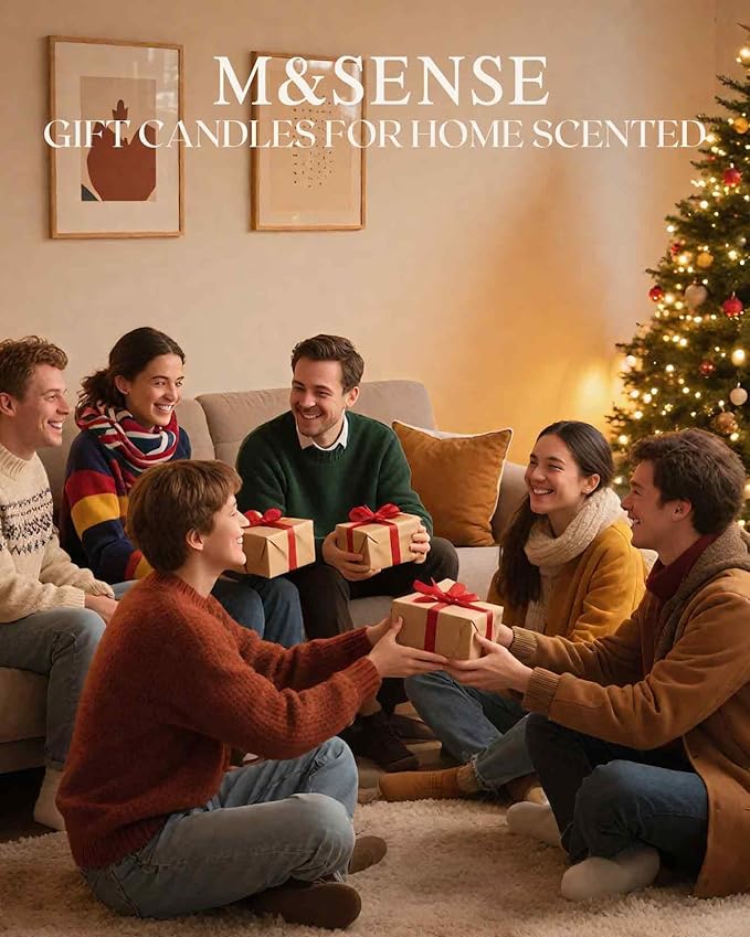 M&SENSE Salted Caramel Scented Candles Christmas Decor,Natural Non Toxic, Aromatherapy Candle for Stress Relief Meditation Relaxing, Housewarming Gifts for Women Men, 11.3oz 70 Hour