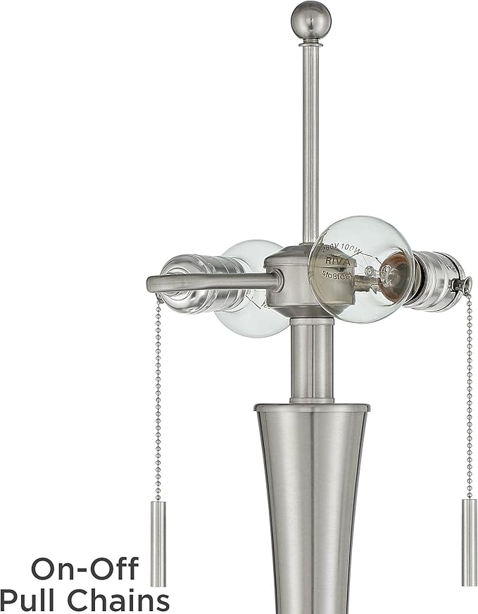 360 Lighting Karl Modern Industrial Floor Lamp Standing 63.75" Tall Brushed Nickel Silver Classic Metal White Tapered Drum Shade Decor for Living Room Reading House Bedroom Family Home