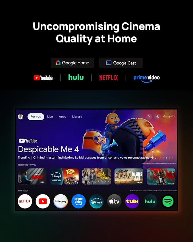 XGIMI HORIZON 20 4K RGB Triple Laser Home Projector, 3200 ISO Lumens, Google TV with Licensed Netflix, Optical Zoom & Lens Shift, IMAX Enhanced, Dolby Vision, 300" Display, 240Hz, 1ms Input Lag