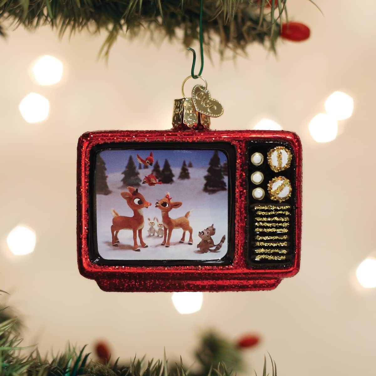 Old World Christmas Rudolph The Red-Nosed Reindeer 1964 TV Classic Glass Blown Ornament for Christmas Tree