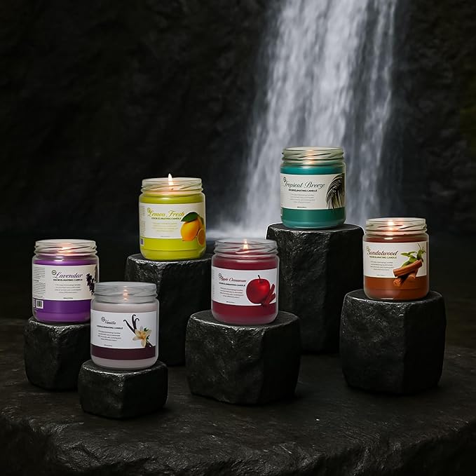 Odor Eliminating Candle Set (Sandalwood) - Pack of 2 (12oz) | 90-Hour Burn Time | Premium Soy Wax Candles | Eliminates 99% of Pet, Kitchen, & Smoke Odors | Eco-Friendly & Long-Lasting