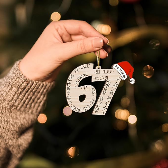 67 Christmas Ornament, 67 Ornaments for Xmas Tree, Funny Christmas Ornaments 2025, 6 7 Meme Ornament for Teens, Six Seven Gifts, Gag Gifts for Teens, Teen Girls Trendy Stuff