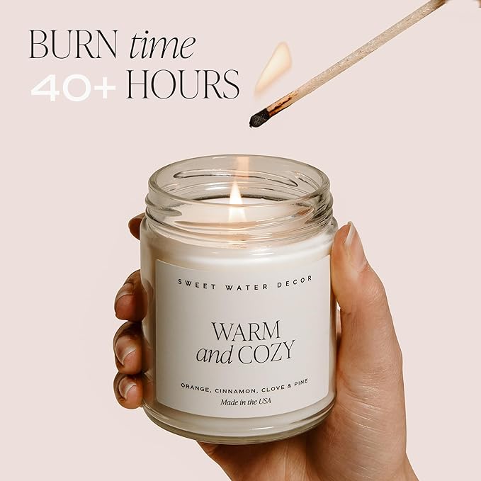 Sweet Water Decor Lavender and Sage Soy Candle - French Lavender, Sage, Patchouli Scented Spring Candles for Home - 9oz Clear Jar + Gold Lid, 40+ Hour Burn Time, Made in The USA