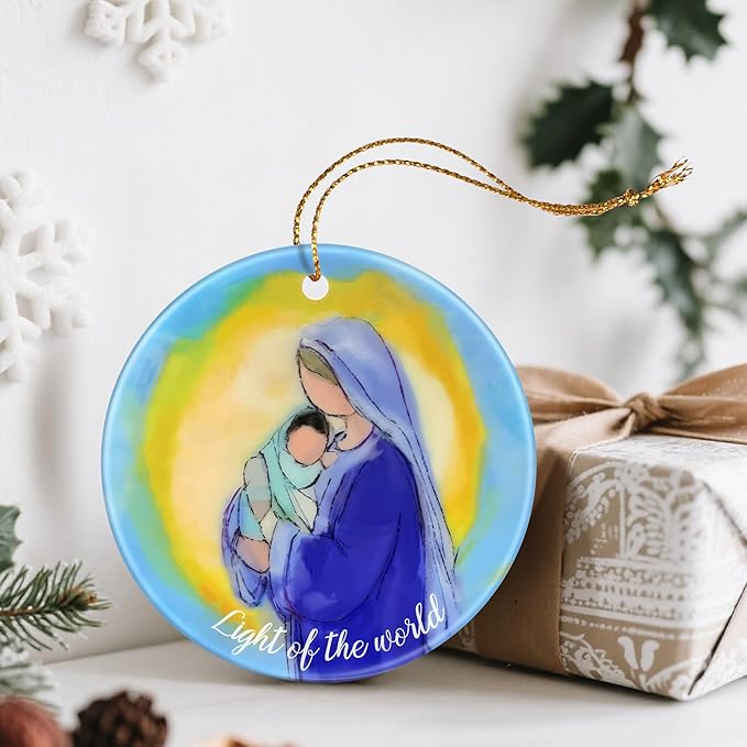 Virgin Mary and Jesus Ornament, Christmas Ornaments: Christmas Tree Decorations, Holiday Decor, Stocking Stuffers, Gift Ideas, Xmas Gift, Christian Gifts & Religion Gifts