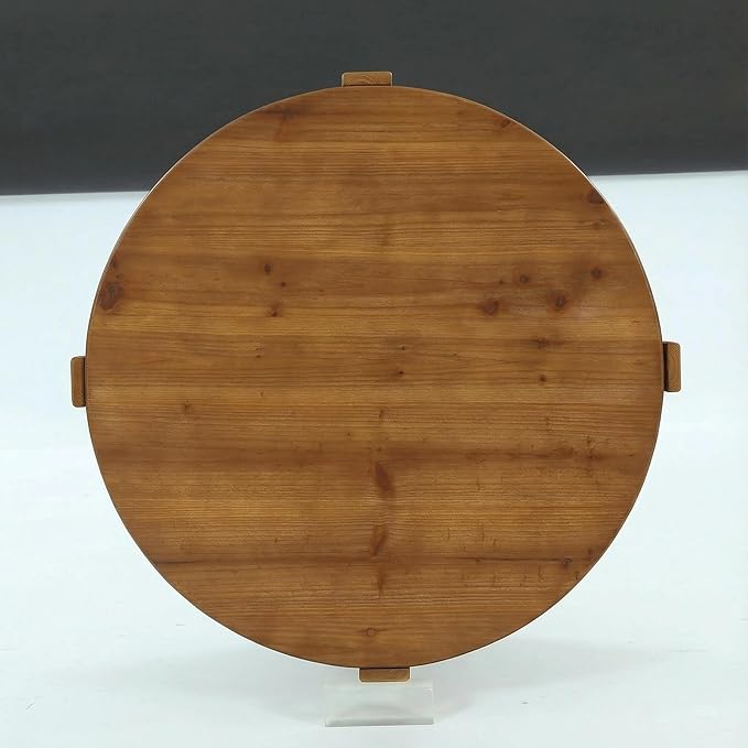 Solid Wood Coffee Table, 32 Inch Round Coffee Table for Living Room, Large Farmhouse Center Table with Thick Tabletop for Home, Easy Assembly, Rustic Brown