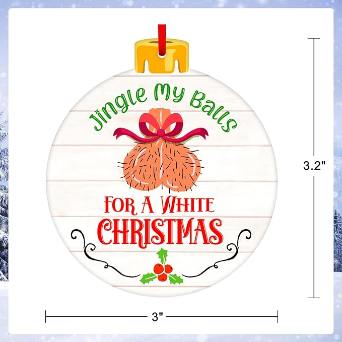 PETCEE Funny Egg Christmas Ornament - Jingle My Balls Christmas Hanging Ornaments Adult Humor Ornaments for Tree Decorations Naughty Keepsake Gifts for Boyfriend Girlfriend Women Husband Wife