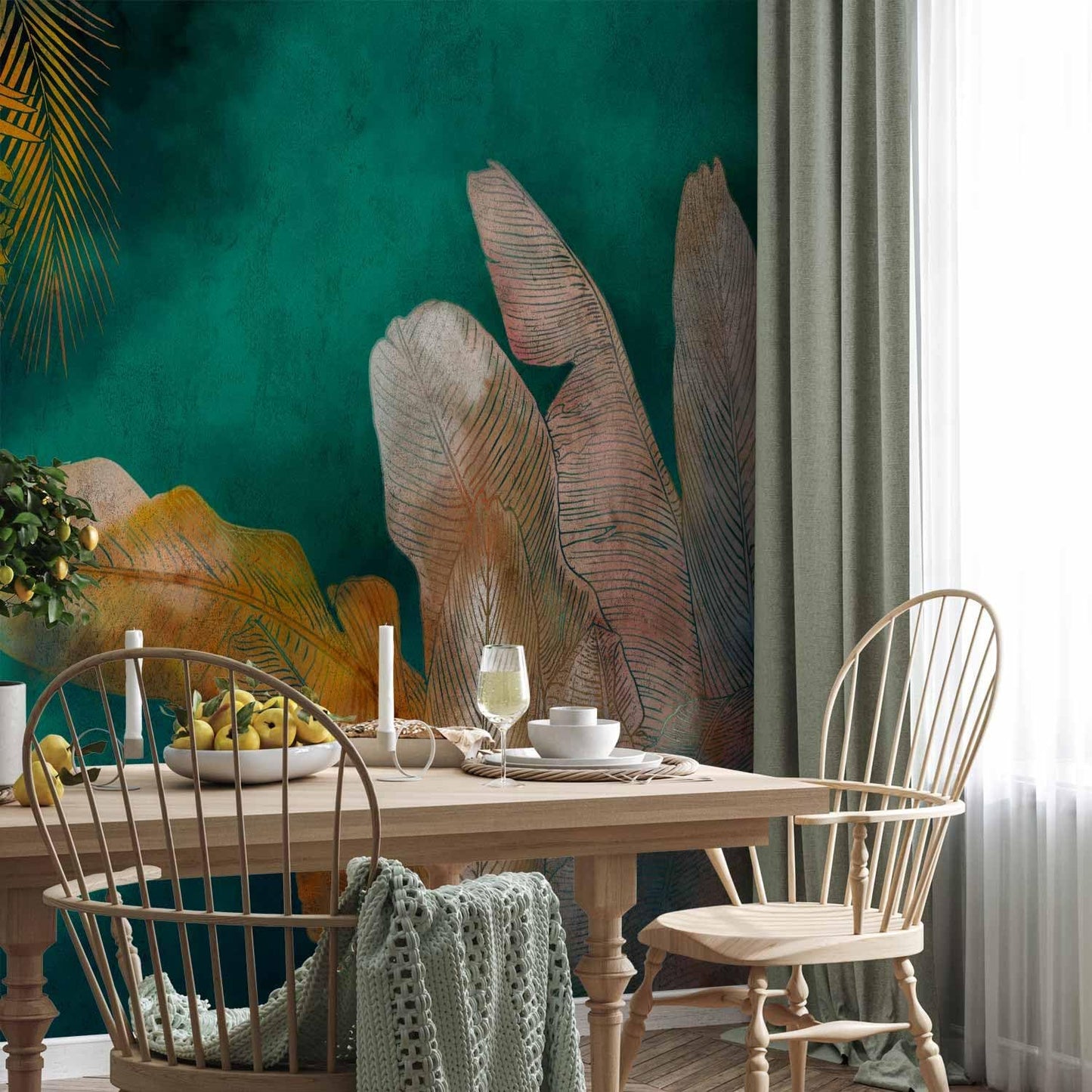 artgeist Wall Mural Jungle 138x101 in - XXL Non-Woven Wallpaper Fleece Wall Decor Photo Print Picture Image Design Leaves Green Yellow Nature b-A-0825-a-a
