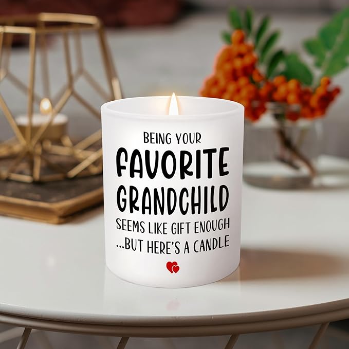 TEEZWONDER Christmas Grandparents Gifts from Granddaughter Grandson Grandkids – Scented Candle Vanilla Lavender 10oz – Birthday Gifts for Grandma Grandpa Papa Grammy Mimi Nini Nana