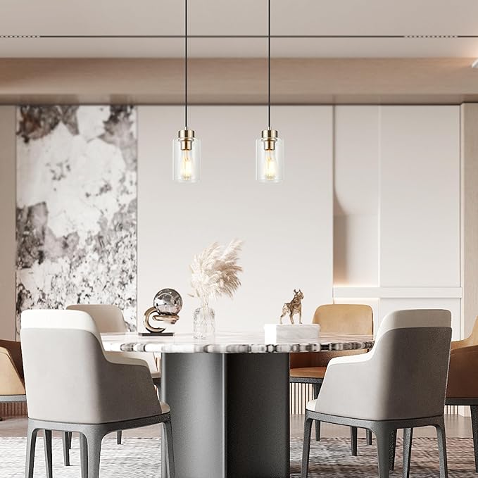 Brushed Nickel Pendant Lights Kitchen Island Clear Glass Pendant Light Fixture for Kitchen Island Dining Room Hallway