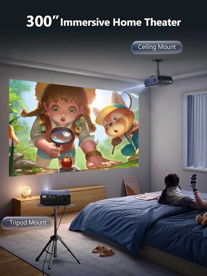 4K HDR Smart Projector with Android TV, DB Audio, Auto Focus, 2200ANSI High Brightness WiFi Bluetooth, HDMI ARC, Low Latency, 6D Keystone,Wireless for Home Theater Movie Gaming Presentation