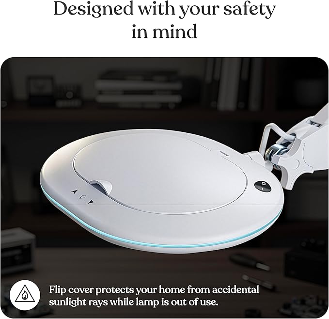 Brightech LightView Pro Magnifying Glass with Stand and Light – Magnifying Floor Lamp with 6-Wheels on a Sturdy Base for Facials – LED Work Light with XL Magnifier Glass for Crafts and Projects