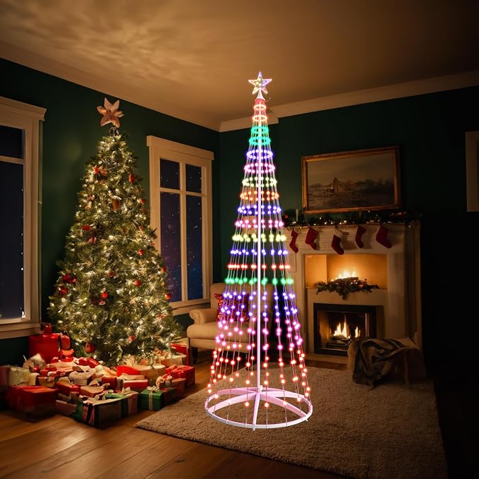 Christmas Tree with Lights, 6.2 FT 250 LED Smart Color Change, Bluetooth App & Remote Control, Timer Music Sync, DIY RGB Outdoor Christmas Tree Show for Christmas Decorations