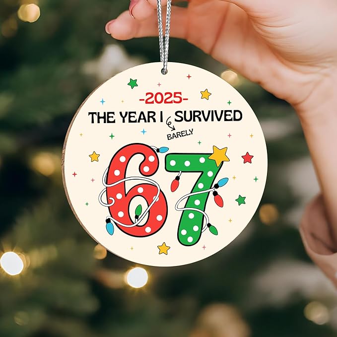 67 Christmas Ornament, 67 Ornaments for Xmas Tree, Funny Christmas Ornaments 2025, 6 7 Meme Ornament for Teens, Six Seven Gifts, Gag Gifts for Teens, Teen Girls Trendy Stuff (Survival 67)