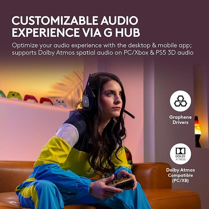 Logitech G Astro A50 Multi-Platform Wireless Gaming Headset + Base Station for PS5/Xbox/PC: PLAYSYNC Audio Switcher, <16bit/48kHz (Console), <24bit/48kHz (PC), 24hr Battery, 2.4GHz & BT - White