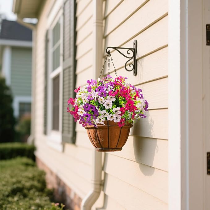 12 Bundles Daisy Artificial Flowers for Outdoors with Eucalyptus - UV Resistant Fake Flowers Outside for Hanging Basket Planter Window Box, Realistic Silk Faux Plants for Porch Garden Patio Home Decor