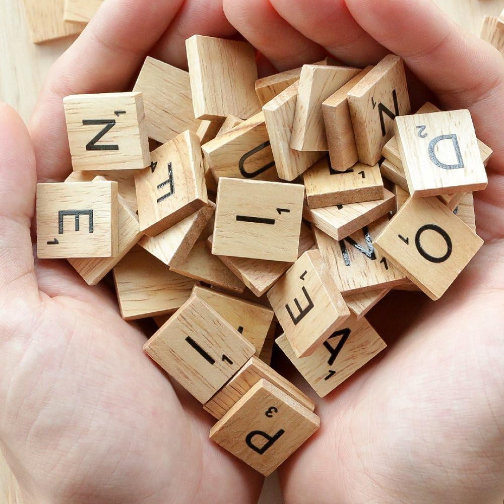 500 Wood Letter Tiles,Scrabble Letters for Crafts - DIY Wood Gift Decoration - Making Alphabet Coasters and Scrabble Crossword Game