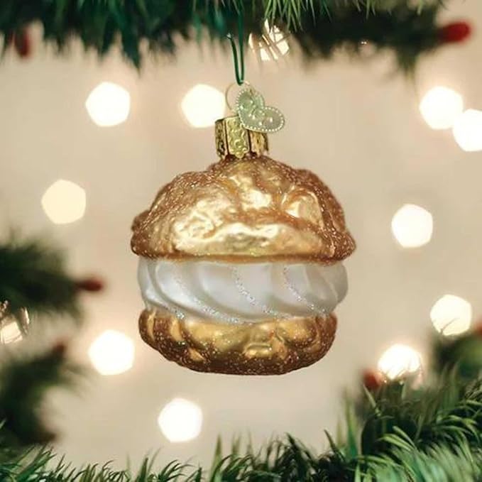 Old World Christmas Cream Puff Blown Glass 2020 Unique Christmas Ornaments for Christmas Tree Decorations