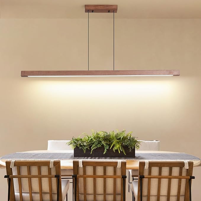 Linear Pendant Light, Modern Chandeliers for Dining Room, Dimmable Pool Table Island Lights for Kitchen, LED Ceiling Pendant Lamp for Dining Room Billiard Room, Adjustable Height,57in